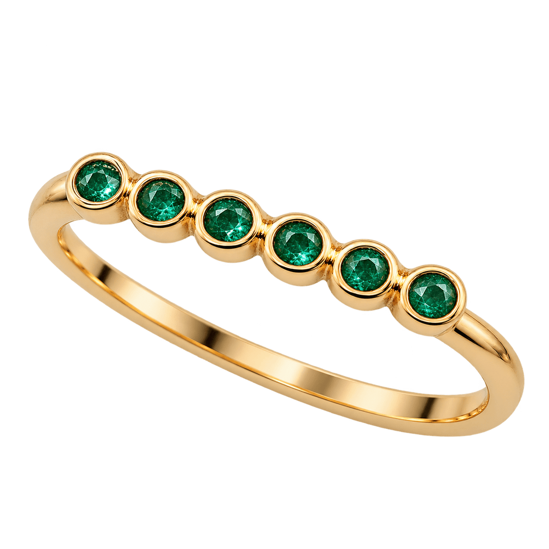 Round Bezel Set Emerald Ring - Acadian Estates & CustomRing