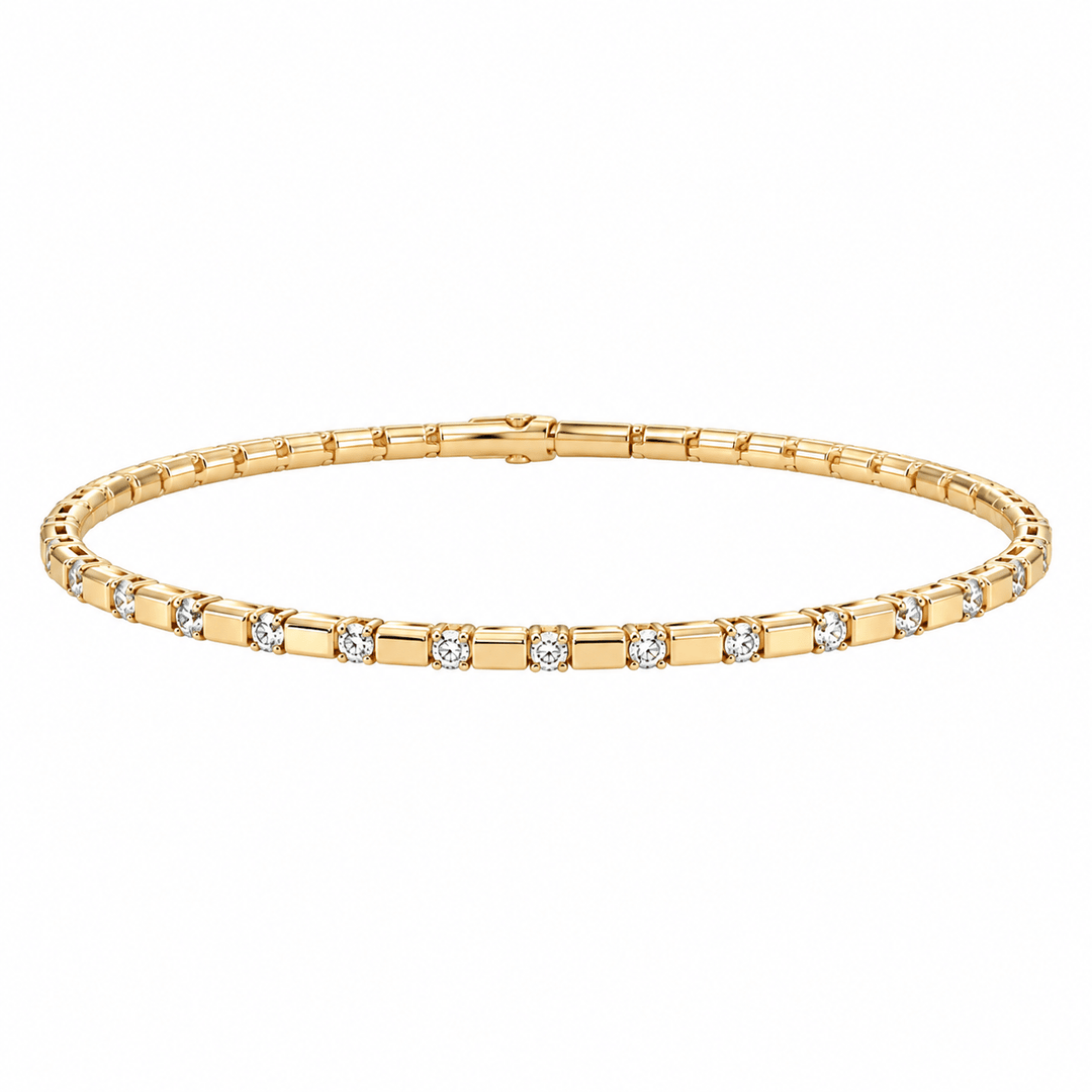 Round Diamond Bar Detail Flex Bangle - Acadian Estates & CustomBracelet