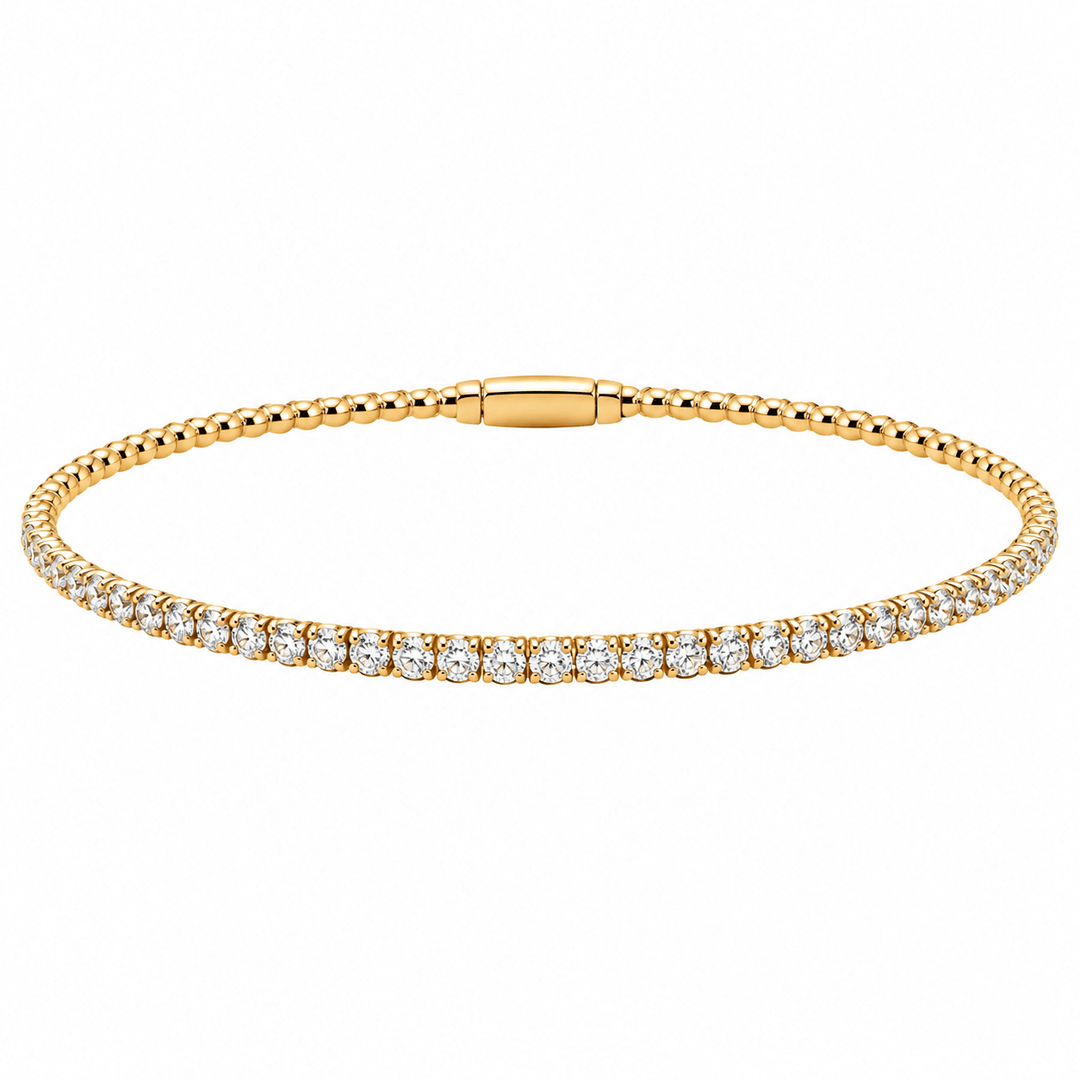Round Diamond Beaded Flex Bangle - Acadian Estates & CustomBracelet
