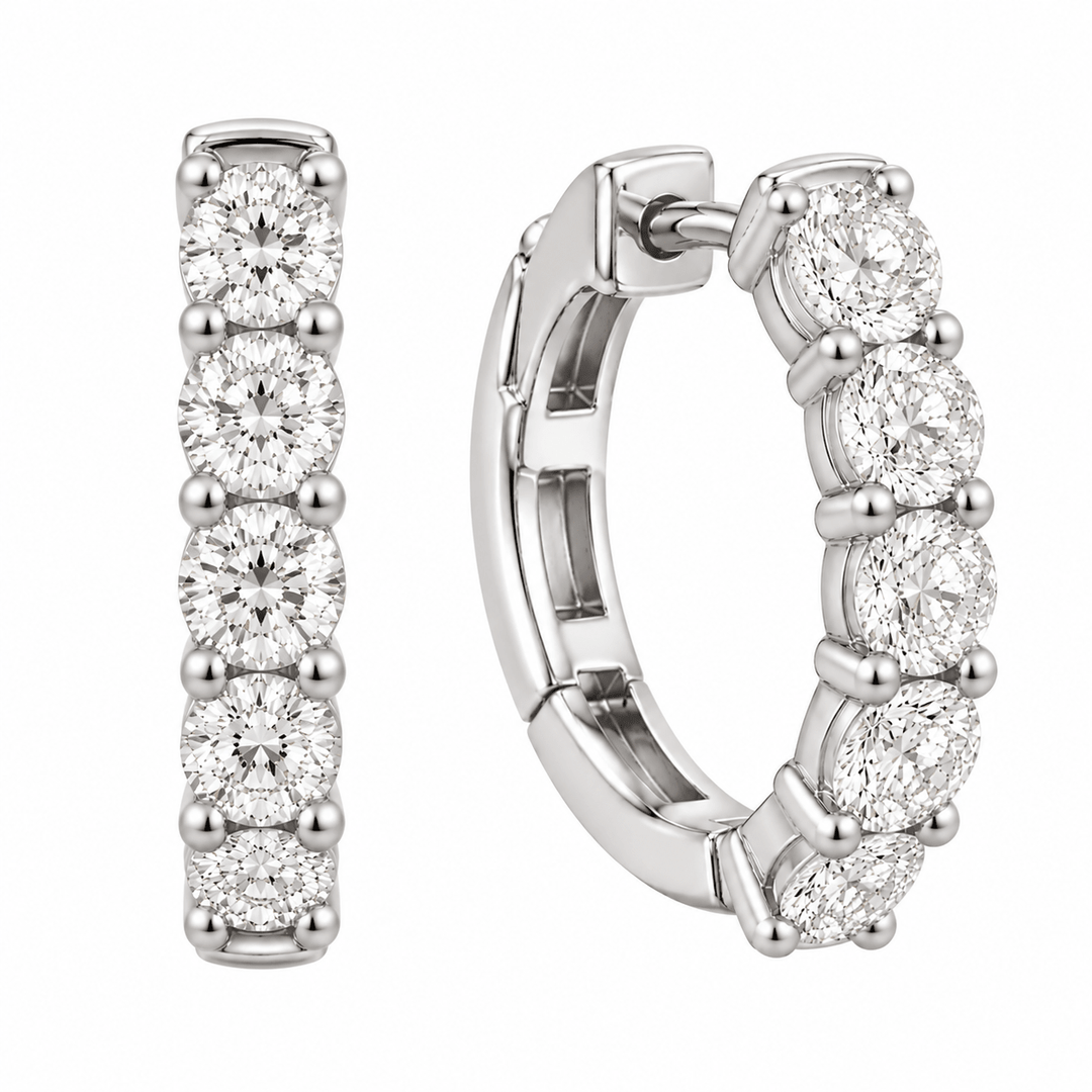Round Diamond Hoops - Acadian Estates &amp; CustomEarrings