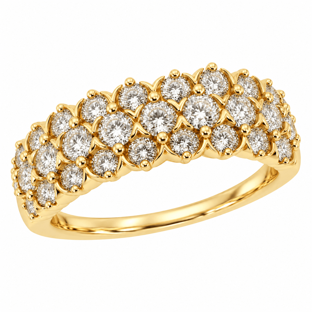 Round Diamond Triple Row Ring - Acadian Estates & CustomRing