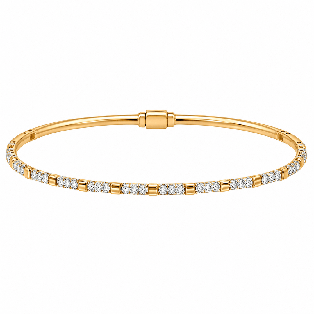 Round Diamond Two Tone Flex Bangle - Acadian Estates & CustomBracelet