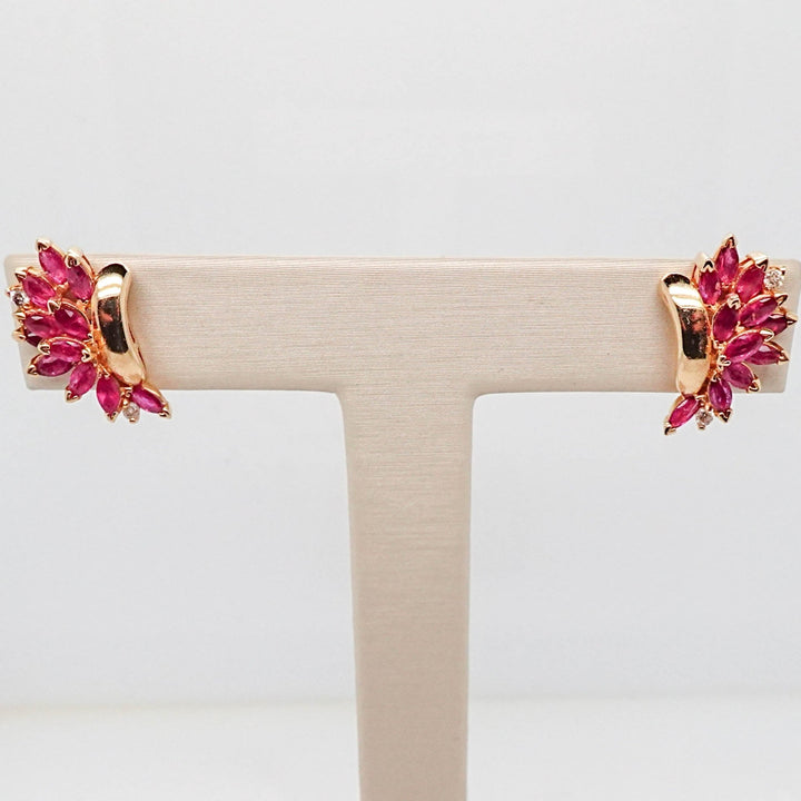 Ruby and Diamond Cluster Earrings - Acadian Estates &amp; CustomEarrings