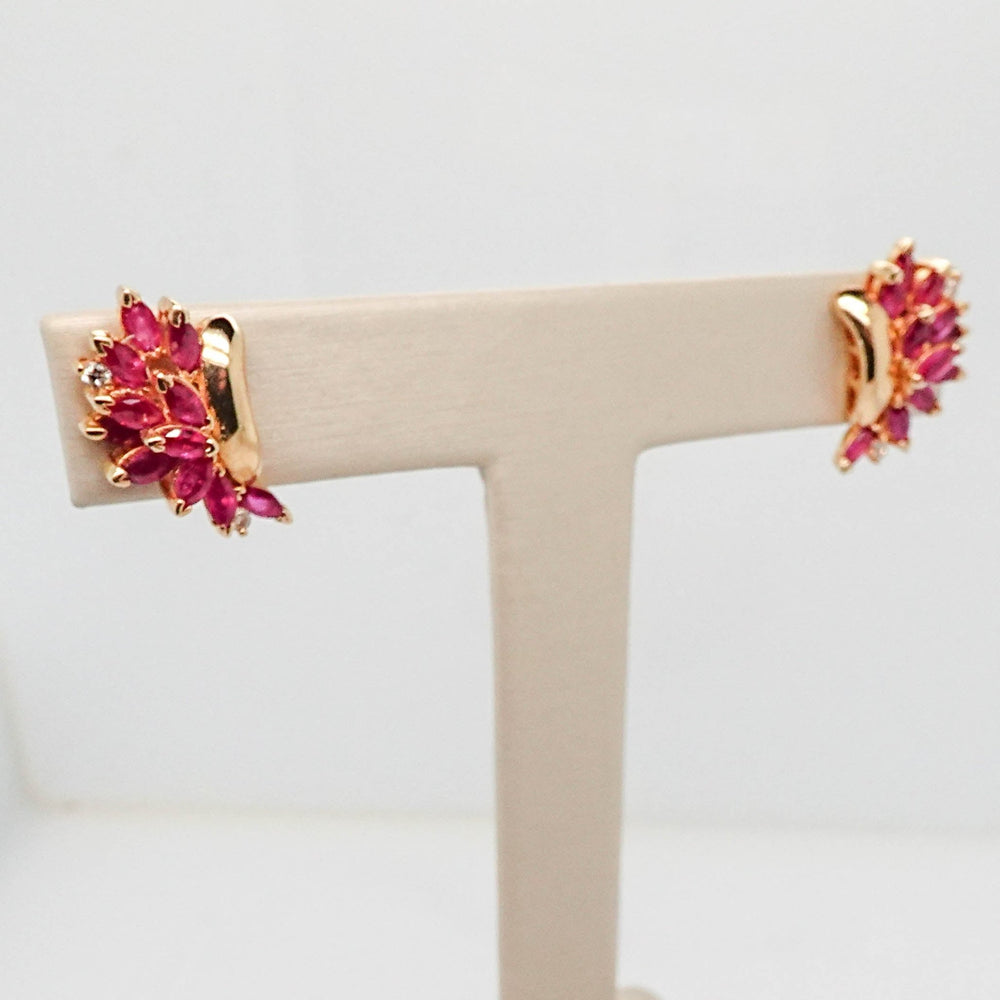 Ruby and Diamond Cluster Earrings - Acadian Estates & CustomEarrings