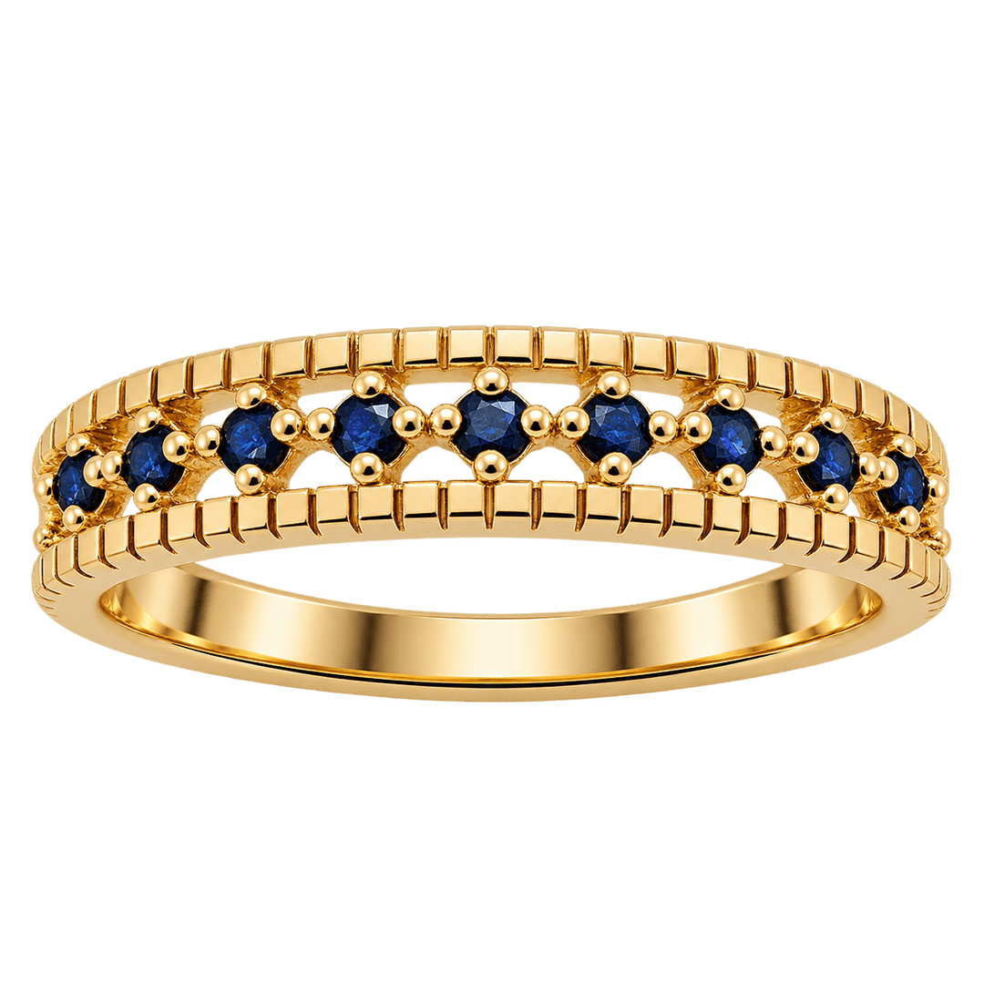 Sapphire Band with Etched Detail - Acadian Estates & CustomRing