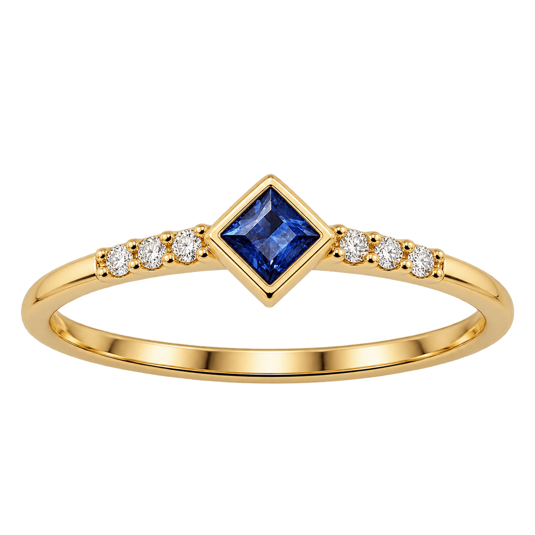 Sapphire Bezel and Diamond Ring - Acadian Estates & CustomRing