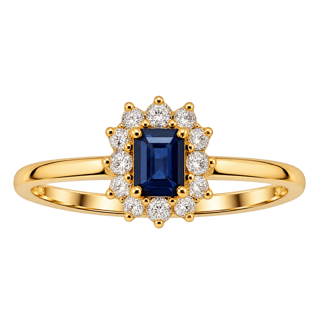 Sapphire Ring with Halo - Acadian Estates & CustomRing