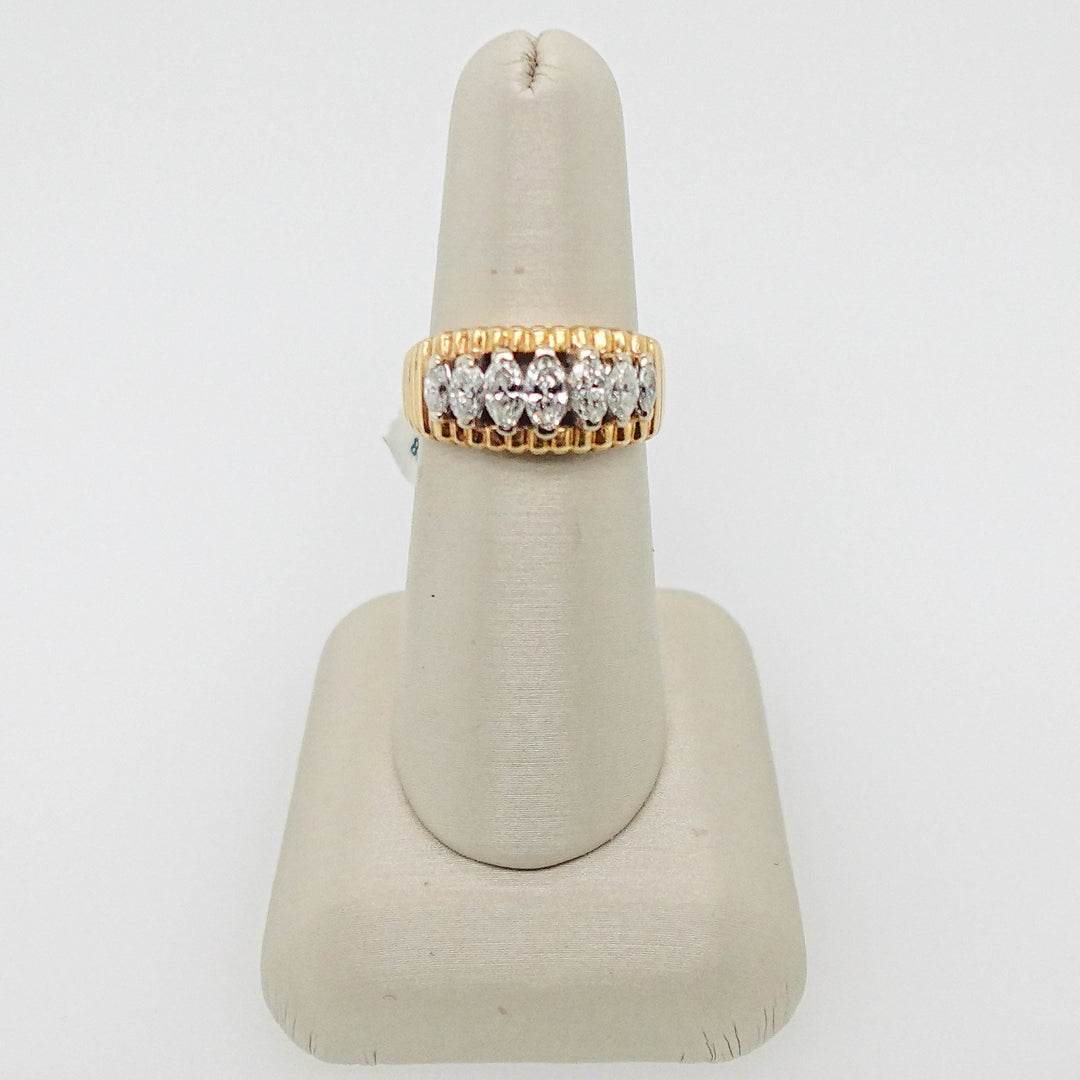 Seven Stone Diamond Ring with Ribbed Detailing - Acadian Estates &amp; CustomRing