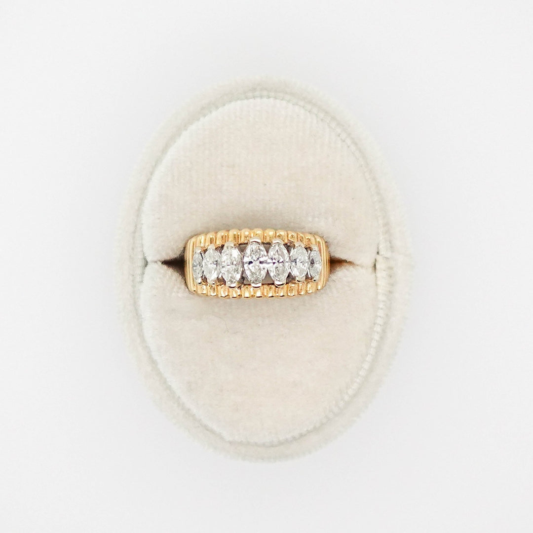 Seven Stone Diamond Ring with Ribbed Detailing - Acadian Estates & CustomRing