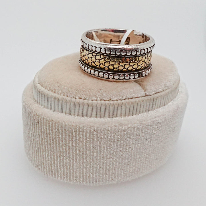 Silver and Gold Beaded Wide Band - Acadian Estates &amp; CustomRing