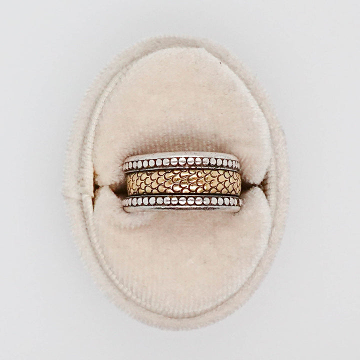 Silver and Gold Beaded Wide Band - Acadian Estates &amp; CustomRing