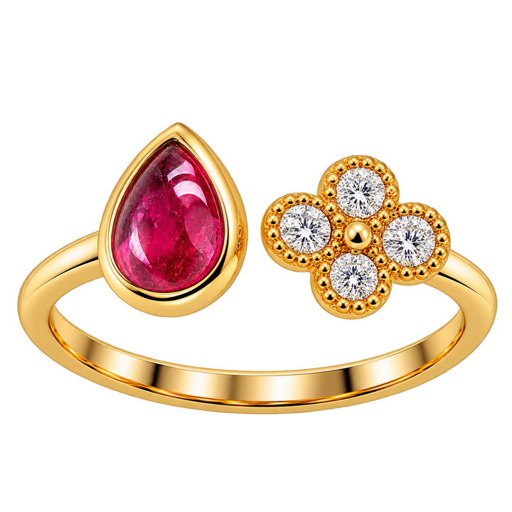 Split Ring with Diamond and Pink Tourmaline - Acadian Estates &amp; CustomRing