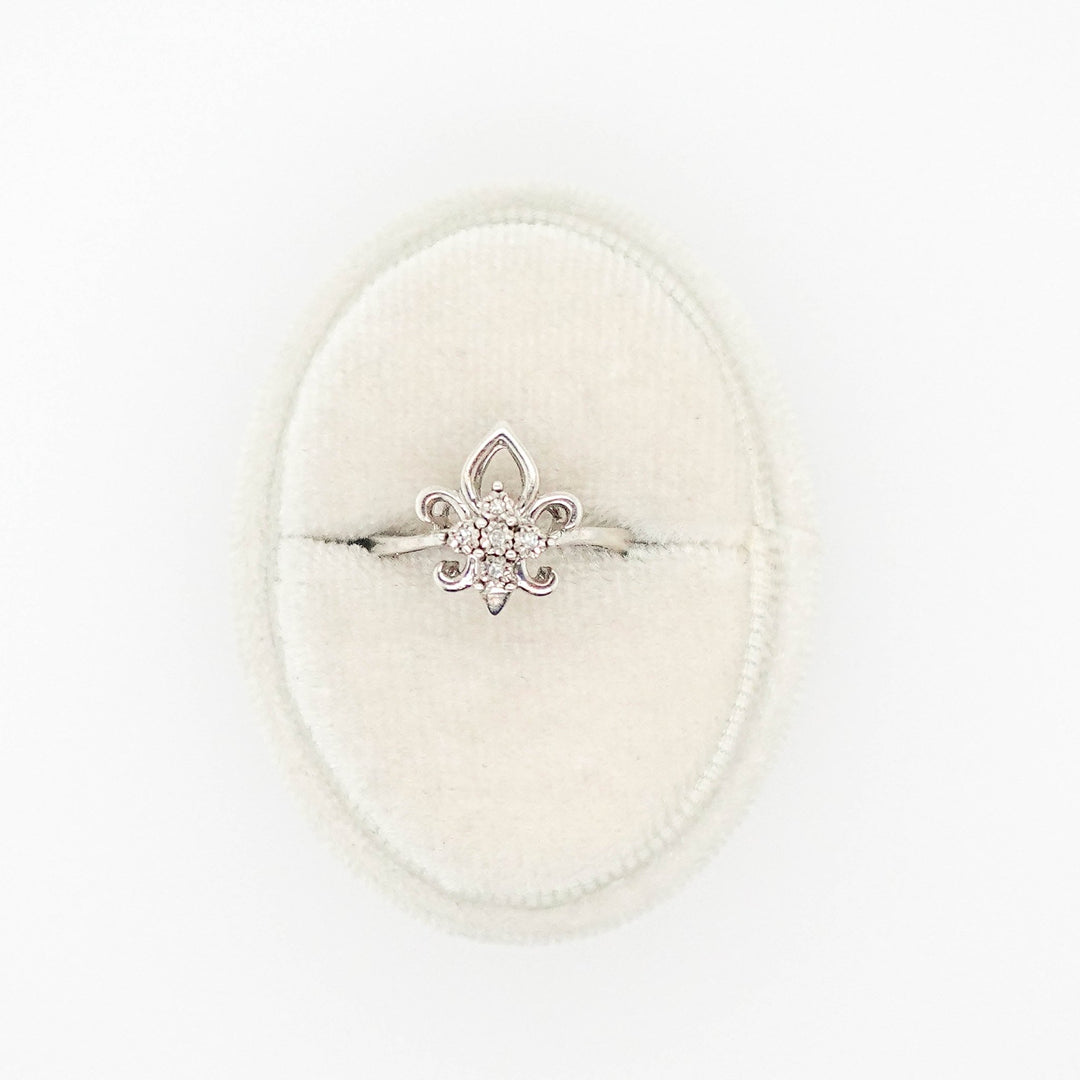 Sterling Silver Fleur-de-Lis Ring with Diamond Accents - Acadian Estates & CustomRing