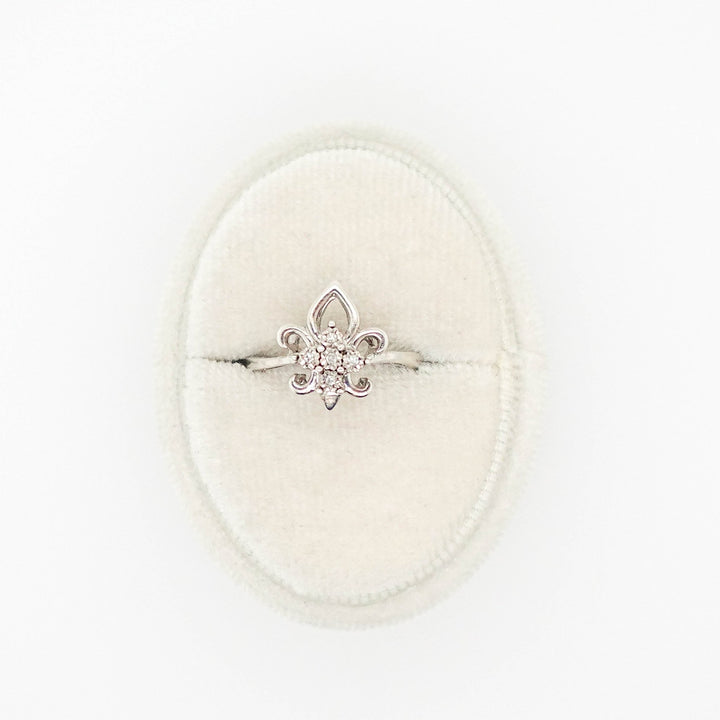 Sterling Silver Fleur-de-Lis Ring with Diamond Accents - Acadian Estates &amp; CustomRing