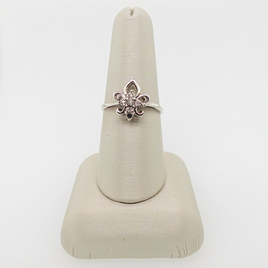 Sterling Silver Fleur-de-Lis Ring with Diamond Accents - Acadian Estates &amp; CustomRing