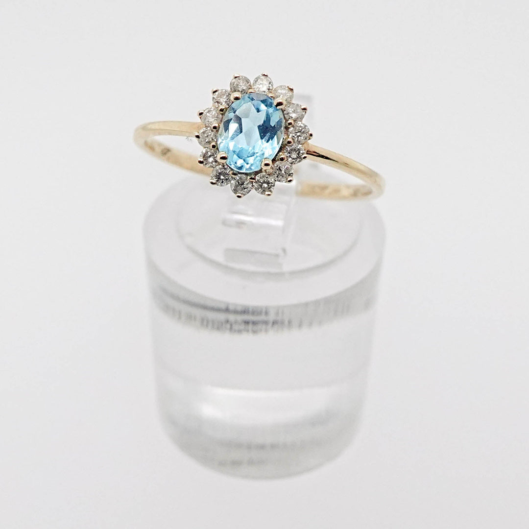 Swiss Blue Topaz Diamond Halo Ring - Acadian Estates &amp; CustomRing