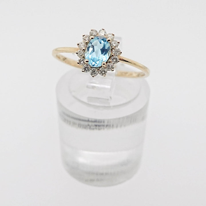 Swiss Blue Topaz Diamond Halo Ring - Acadian Estates &amp; CustomRing