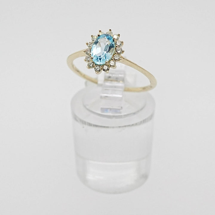 Swiss Blue Topaz Ring with Diamond Halo - Acadian Estates &amp; CustomRing
