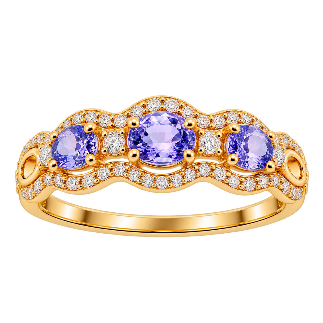 Tanzanite Ring with Halo Accents - Acadian Estates &amp; CustomRing