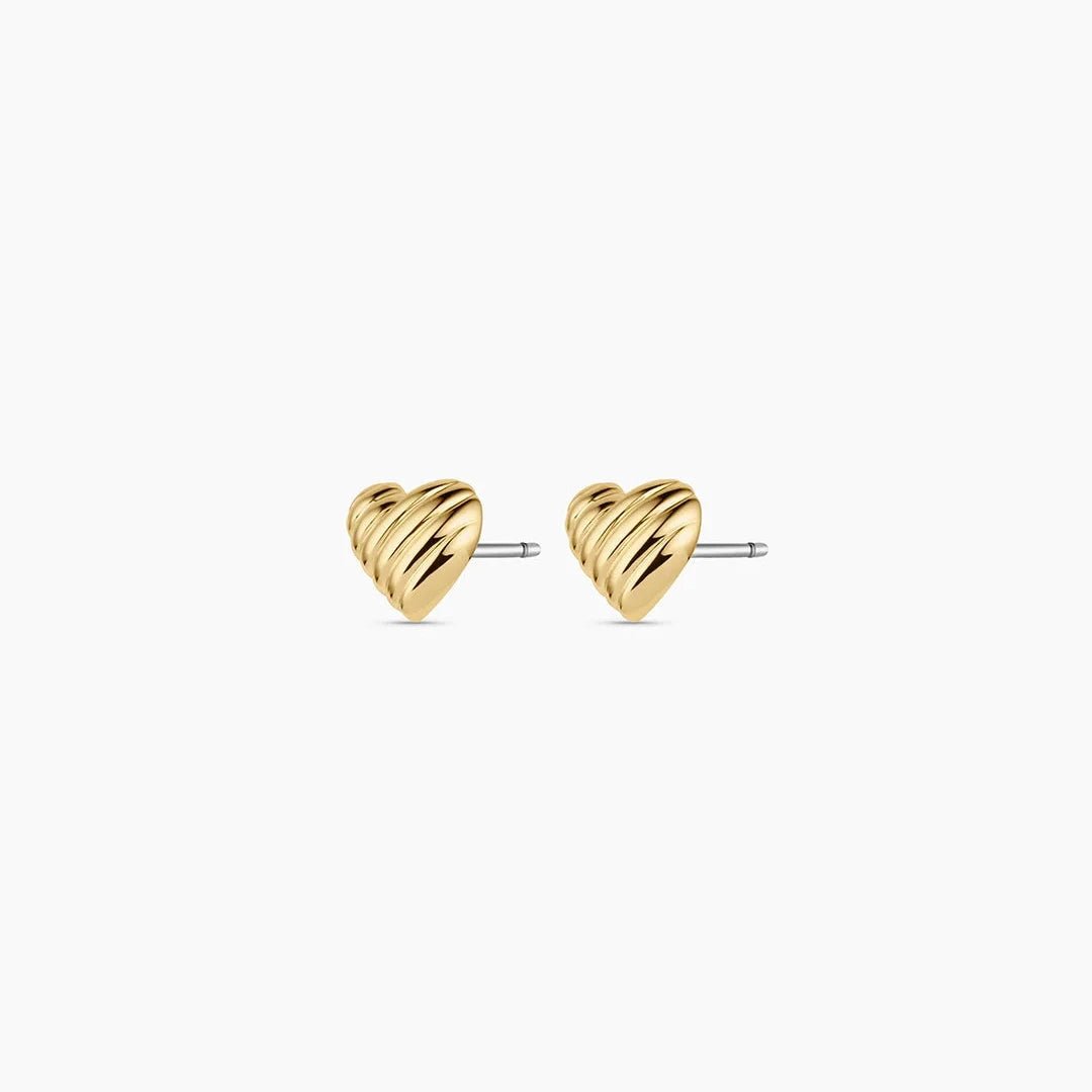 Textured Heart Studs - Acadian Estates & CustomEarrings