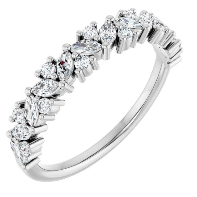 Tilted Marquise &amp; Round Diamond Band - Acadian Estates &amp; Custom