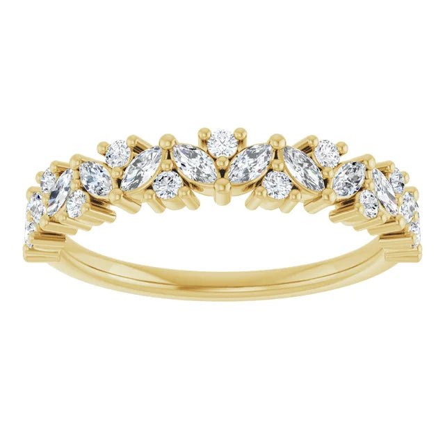 Tilted Marquise &amp; Round Diamond Band - Acadian Estates &amp; Custom