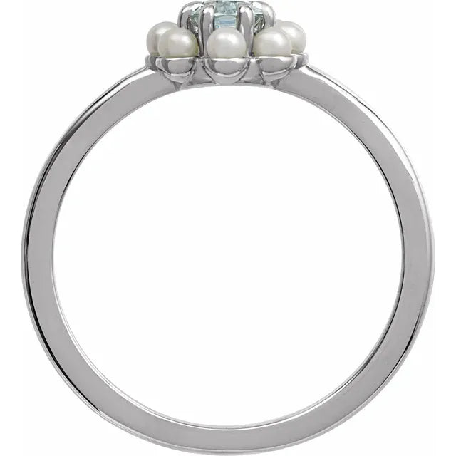 Topaz Ring with Pearl Halo - Acadian Estates & Custom