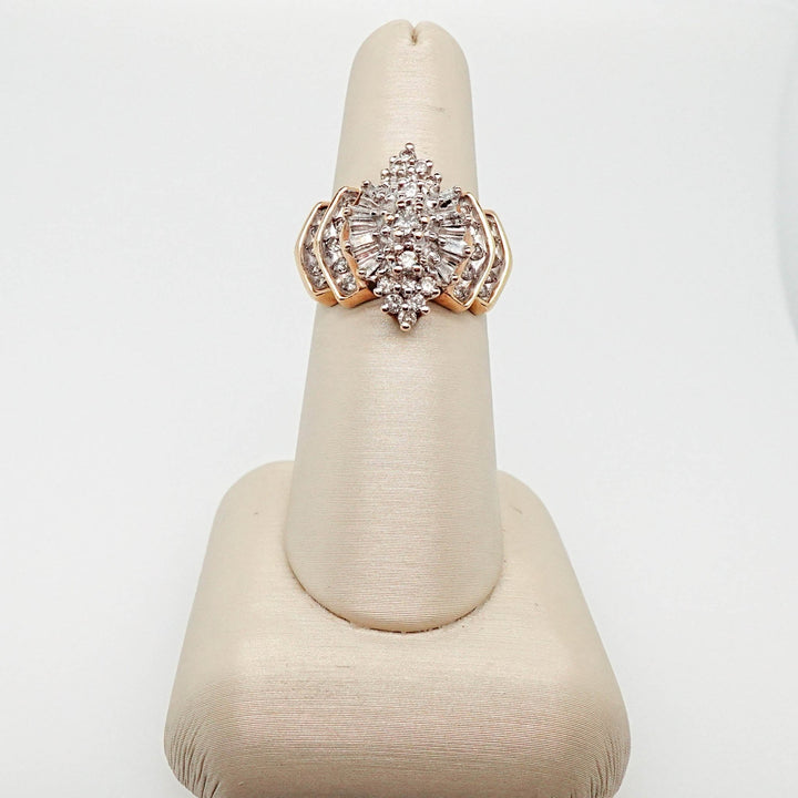 Two Tone Round and Baguette Diamond Cluster Ring - Acadian Estates &amp; CustomRing