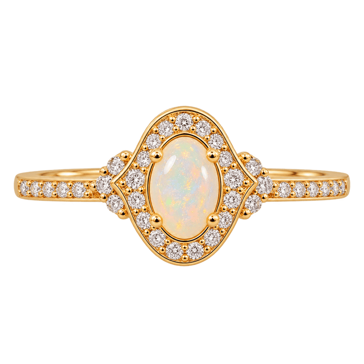 Vintage Inspired Opal and Diamond Ring - Acadian Estates &amp; CustomRing