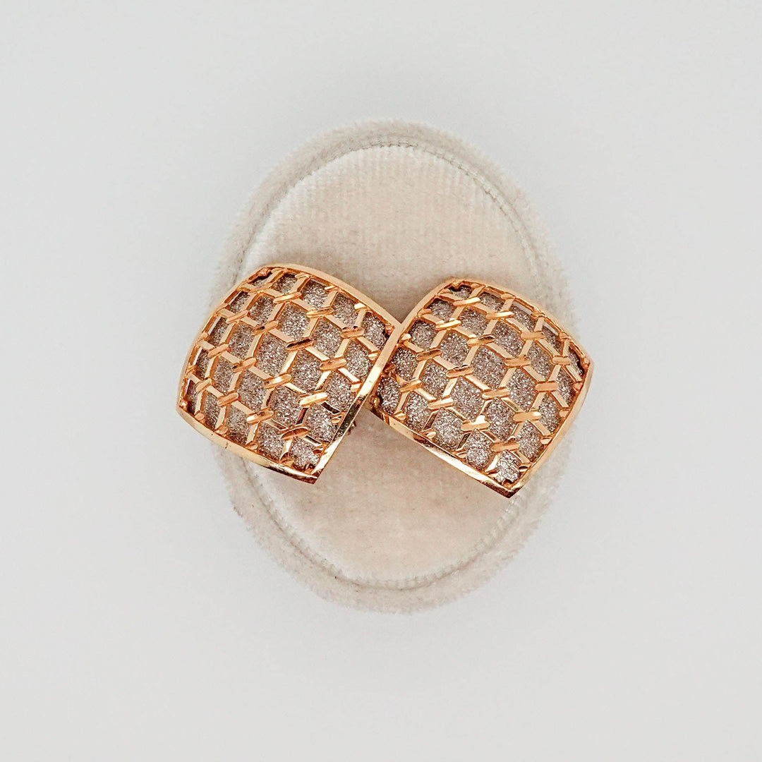 Yellow and White Gold Mesh Geometric Earrings - Acadian Estates &amp; CustomEarrings