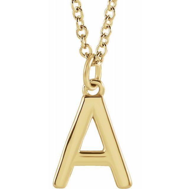 14K Gold Initial Necklace - Acadian Estates & CustomPendant and Chain