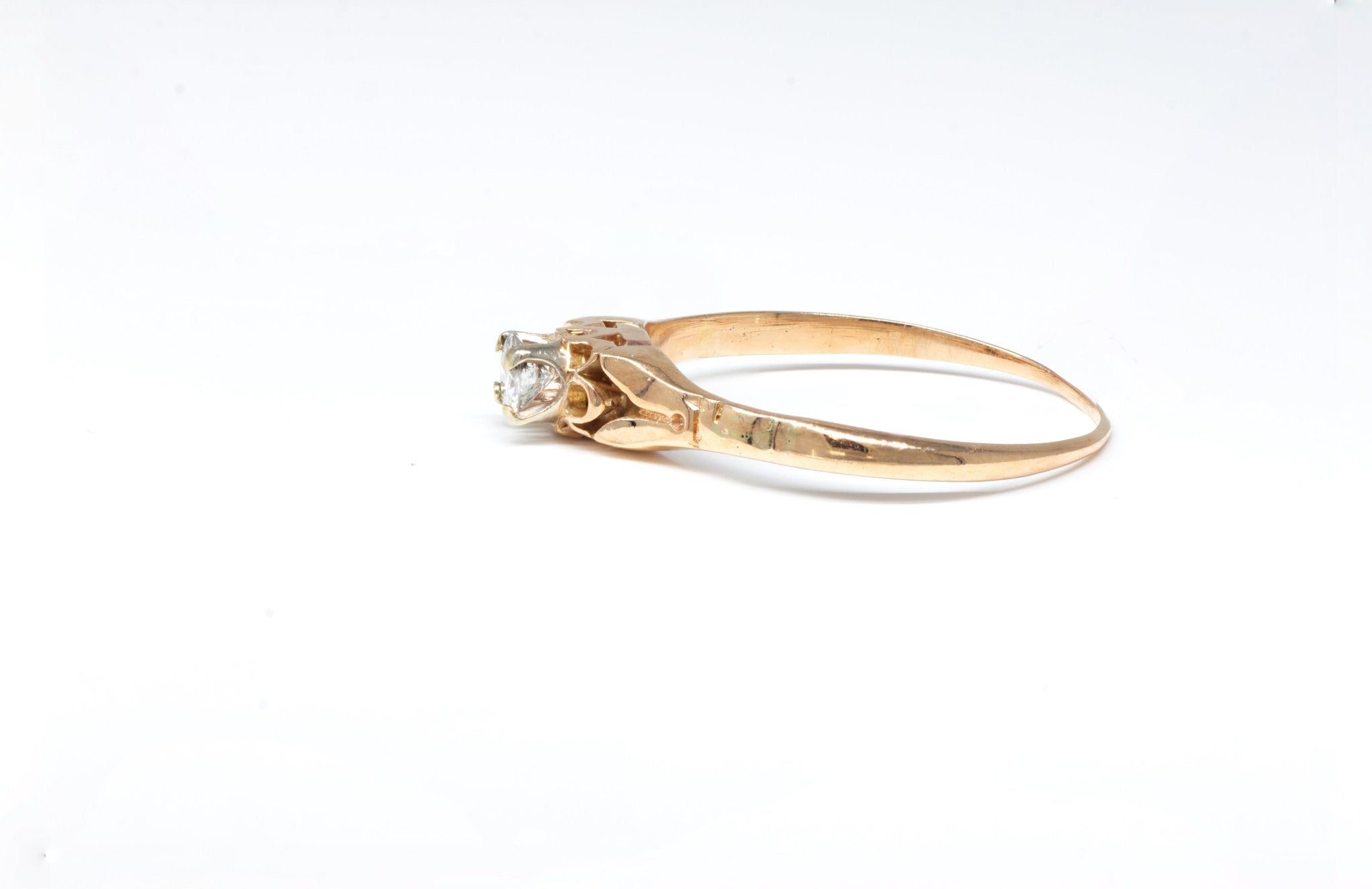 Delicately Detailed Solitaire Wedding Band - Acadian Estates & CustomRing
