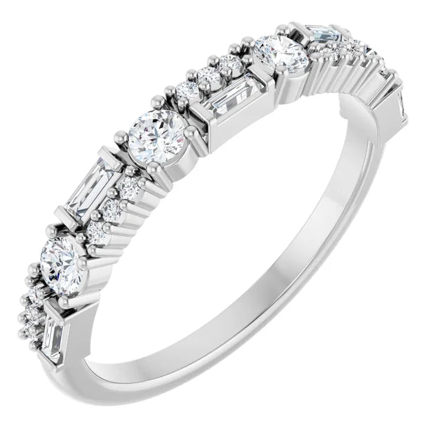 Double Row Baguette & Round Ring