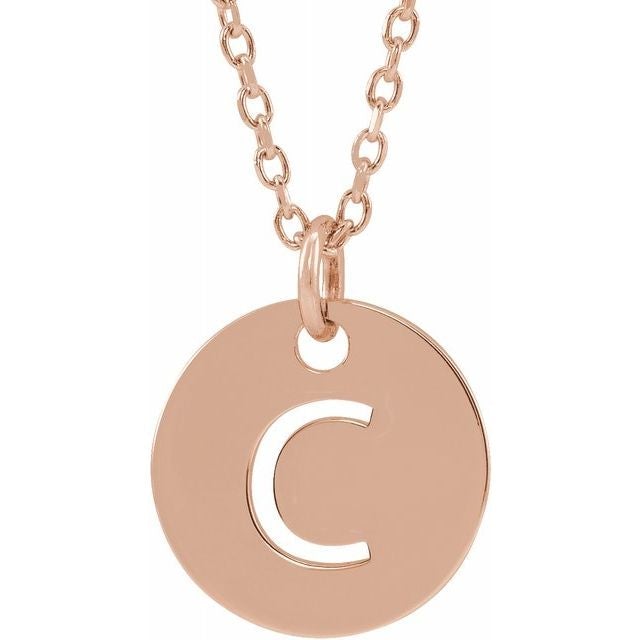 Gold-Plated Initial Disk Necklace - Acadian Estates & CustomPendant and Chain