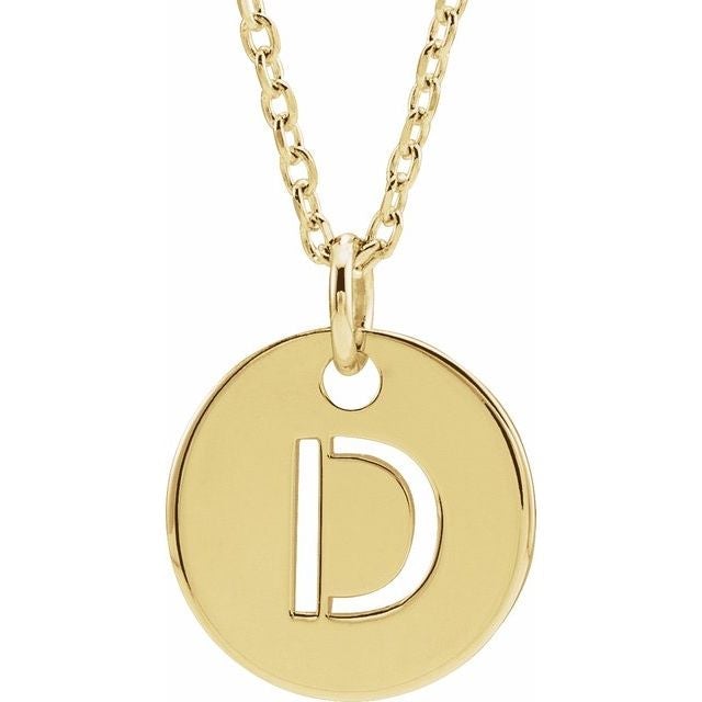 Gold-Plated Initial Disk Necklace - Acadian Estates & CustomPendant and Chain