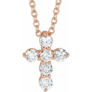 Natural Diamond Cross Necklace - Acadian Estates & Custom